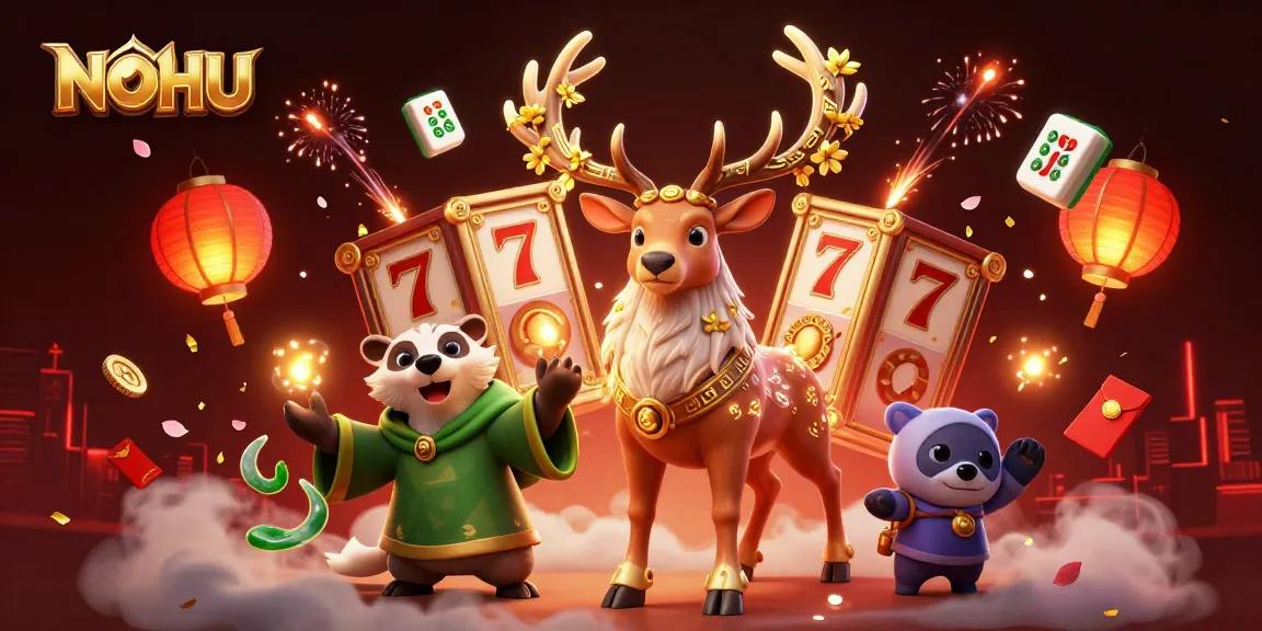 Experience the thrill of NOHU's vibrant casino scene with dazzling gaming elements and characters.