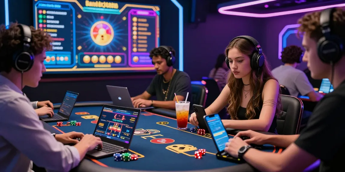 Exciting bandarbola855 online gambling scene with players immersed in a vibrant virtual casino.