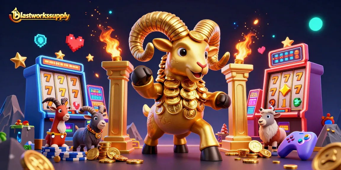Experience high-stakes excitement with blastworkssupply's golden ram charging amidst dynamic slot games.