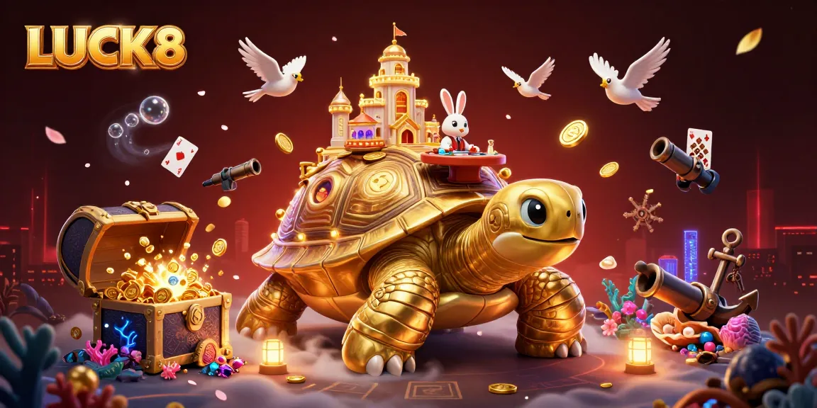 Experience the excitement of LUCK8 with vibrant visuals and casino-themed characters celebrating winnings.