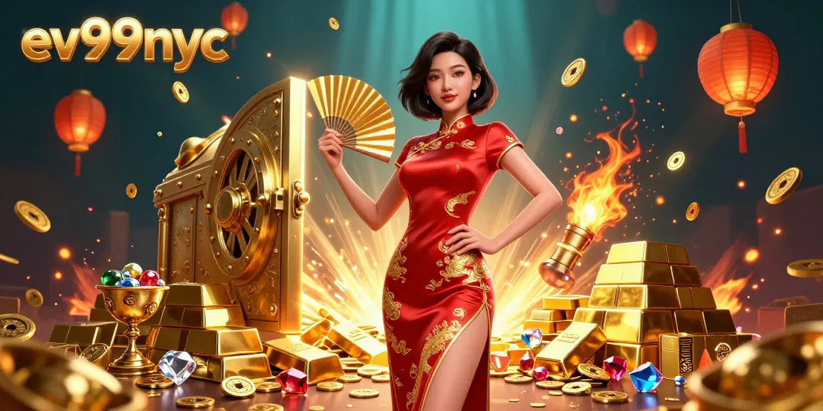 Experience thrilling wins at ev99nyc with a stunning scene of games, gold coins, and excitement.