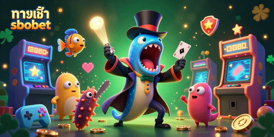 Bet on sports with ทางเข้า sbobet, featuring a vibrant underwater casino scene with glowing elements and characters.