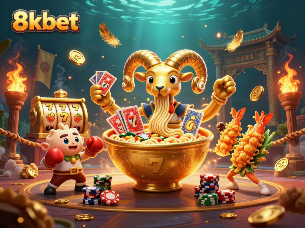 Experience the excitement of 8xbet with dynamic characters and slots in a vibrant casino scene.