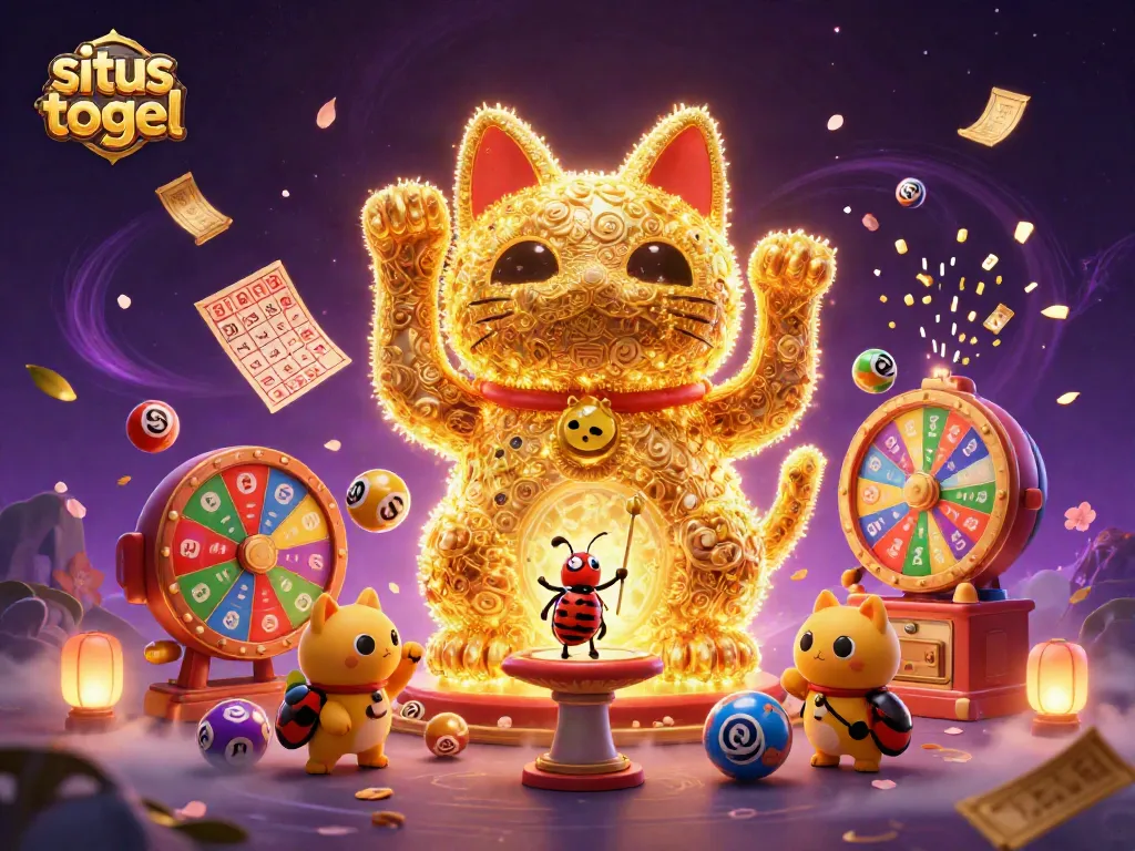 Watch the adorable golden fireflies create a situs togel themed lucky cat in this vibrant casino scene.