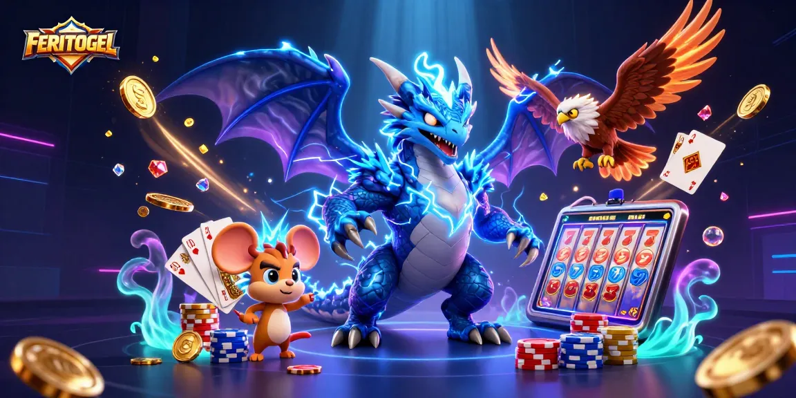 Engage with FERITOGEL’s striking casino gaming world featuring dynamic characters and vibrant 3D casino elements.