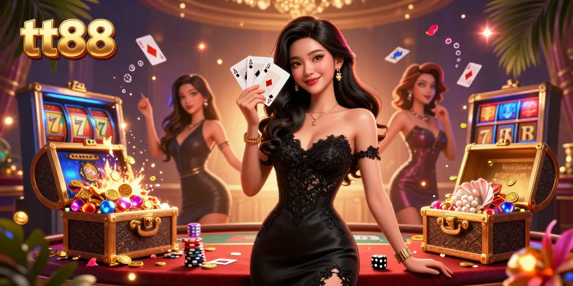 Enhance your gaming experience at tt88 with an elegant casino scene featuring lively gameplay and luxurious elements.
