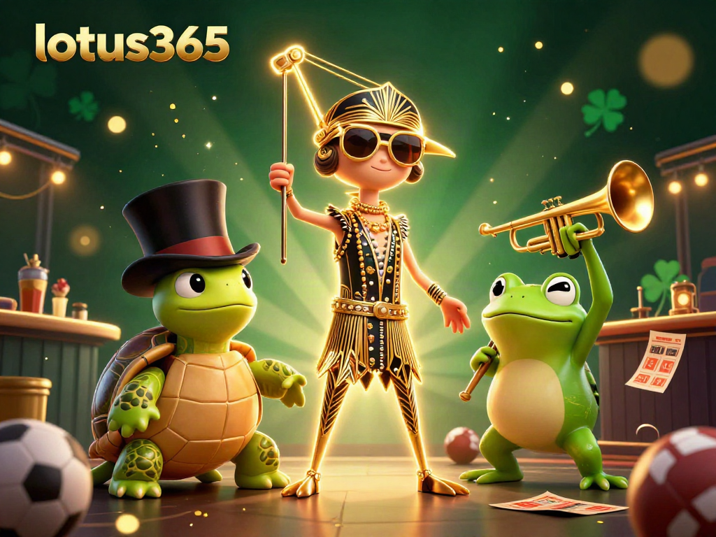 Engage with sports betting excitement at lotus365 featuring lively characters and vibrant casino elements.