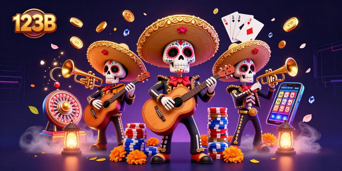 Engage with 123B's vibrant casino scene featuring a mariachi band amidst dynamic gambling elements.