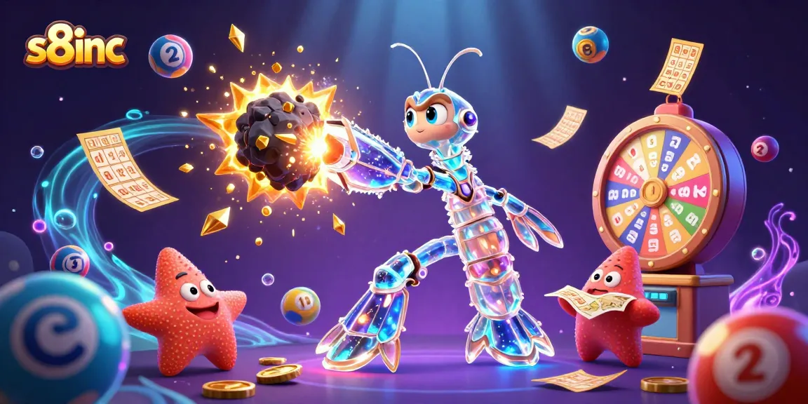 Experience thrilling gameplay at s8inc with colorful lottery elements and 3D characters in a vibrant casino scene.