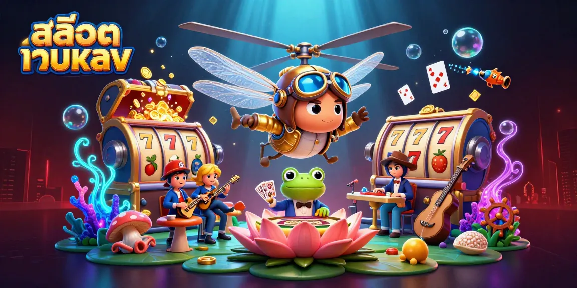 Engage with สล็อตเว็บตรง through a vibrant scene of animated characters amidst exciting casino elements.