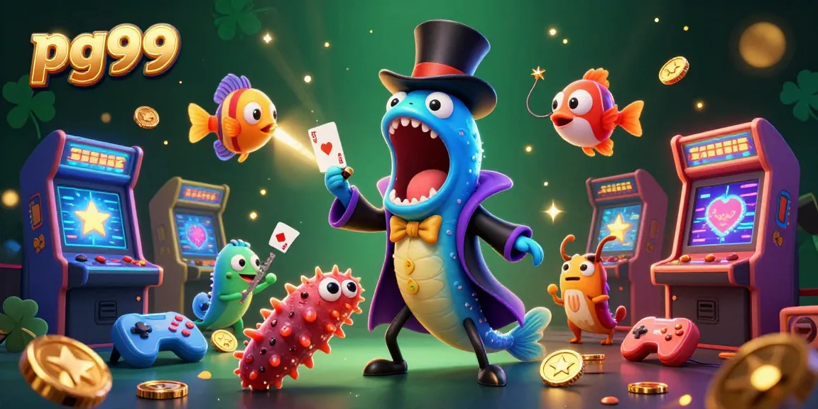 Enjoy thrilling games with pg99's vibrant casino scene featuring unique characters and arcade elements.