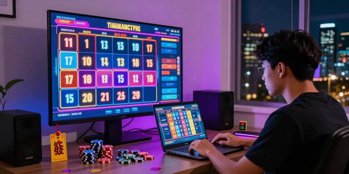 Engaged player interacting with vibrant digital lottery interface for Bandar Togel 4D Resmi Togel88 in modern living room.