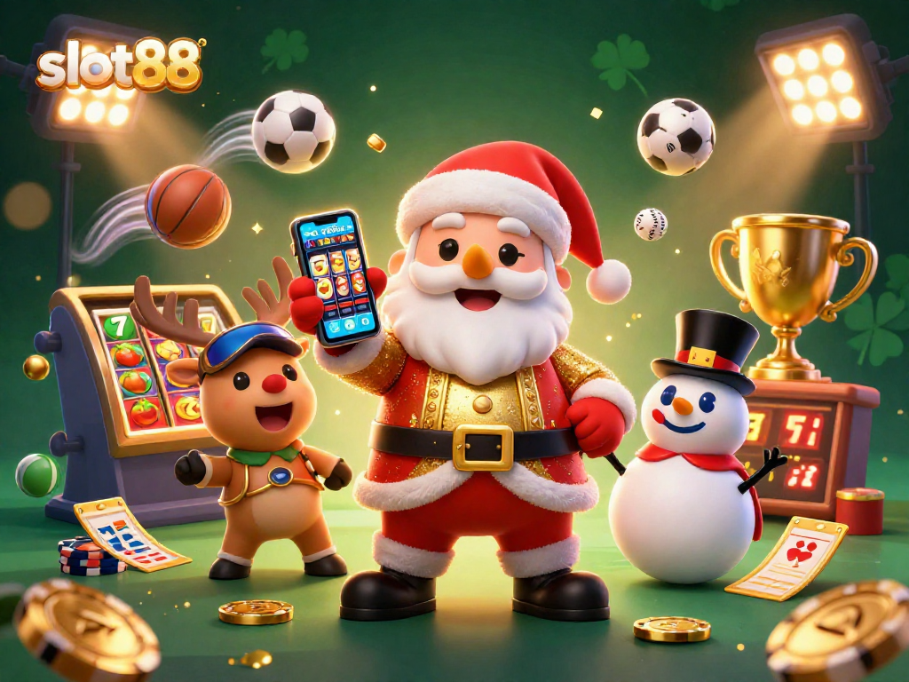 Slot88 memikat dengan Santa dan teman-temannya merayakan jackpot di kasino.
